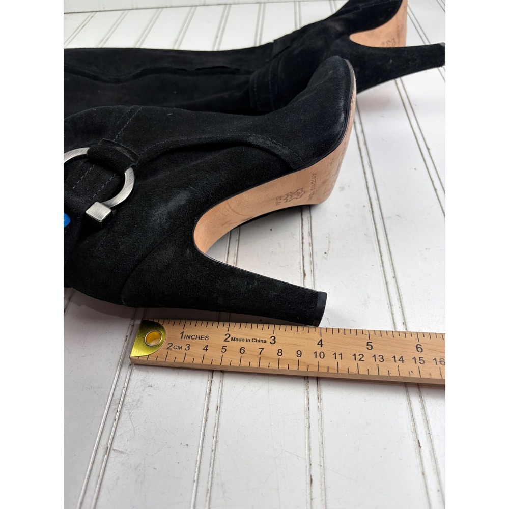 Antonio Melani Vintage Y2K Black Suede Knee High Stiletto Boots Women's Size 8.5 - Picture 6 of 12